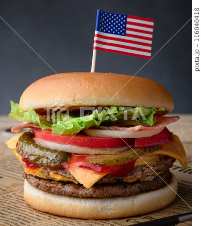 肉厚でジューシーなハンバーガー 116040418