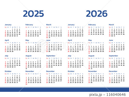 Monthly calendar template for 2025 and 2026 year. Desk calendar 2025 and 2026 design, simple and clean design, Wall calendar for print, digital calendar, Corporate design planner template vector. Monthly calendar template for 2025 and 2026 year. Desk calendar 2025 and 2026 design, simple and clean design, Wall calendar for print, digital calendar, Corporate design planner template vector. 116040646
