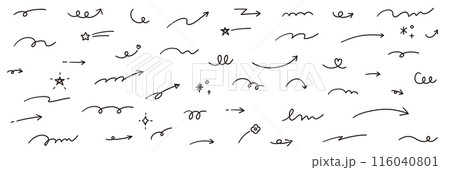 手書きの矢印と飾りのアイコンのベクターイラストセット 星 やじるし ハート 装飾 手描き キラキラ 手書きの矢印と飾りのアイコンのベクターイラストセット 星 やじるし ハート 装飾 手描き キラキラ 116040801