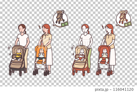 take the baby for a walk in the expensive stroller and low cost stroller take the baby for a walk in the expensive stroller and low cost stroller 116041120