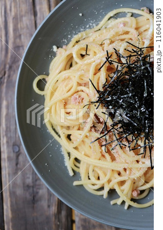 家で作ったタラコバターのスパゲティ　和風パスタ 116041903