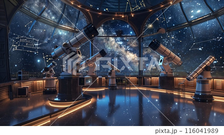 A grand observatory with massive telescopes, star maps, and panoramic views, perfect for stargazing. A grand observatory with massive telescopes, star maps, and panoramic views, perfect for stargazing. 116041989