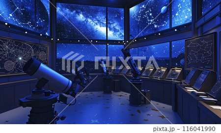A comprehensive observatory with large telescopes and star maps offers unparalleled stargazing. 116041990