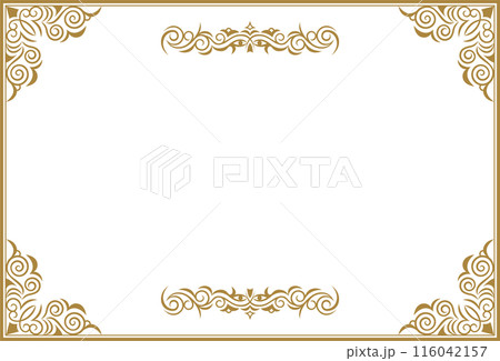 クラシックでエレガントでゴージャスな飾り枠　フレーム　金赤 116042157