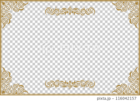 クラシックでエレガントでゴージャスな飾り枠　フレーム　金赤 116042157
