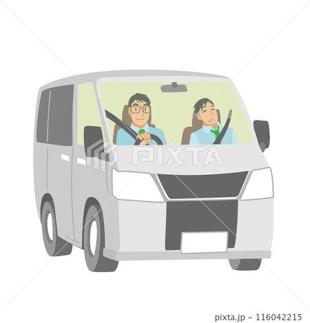 社用車を運転するビジネスマンのイラスト 116042215