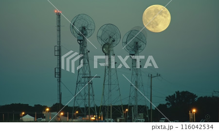 Ham radio enthusiasts held a moonbounce event, using antennas to bounce radio signals off the moon globally. 116042534