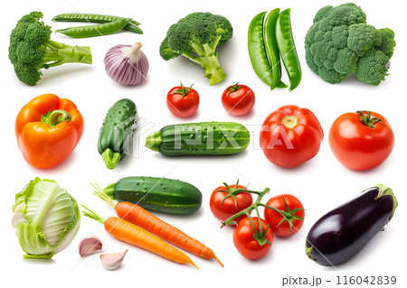 白い背景に置かれた様々な野菜 116042839