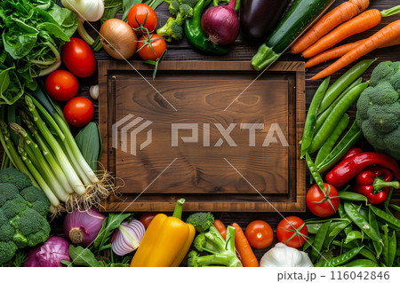 野菜に囲まれたタイトルボード 116042846