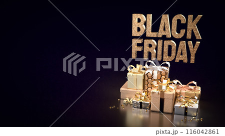 The Black Friday text and gift box for offer or advertising concept 3d rendering. 116042861