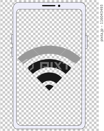 Wi-Fi (radio signal 3) displayed on a smartphone (white) (transparent screen) 116043493