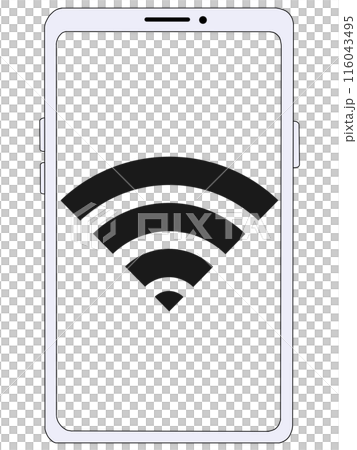 Wi-Fi (radio signal 4) displayed on a smartphone (white) (transparent screen) 116043495