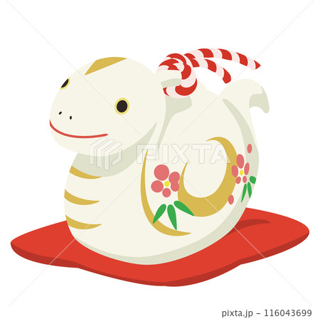 かわいいヘビの土鈴のイラスト、巳年の年賀状素材 かわいいヘビの土鈴のイラスト、巳年の年賀状素材 116043699