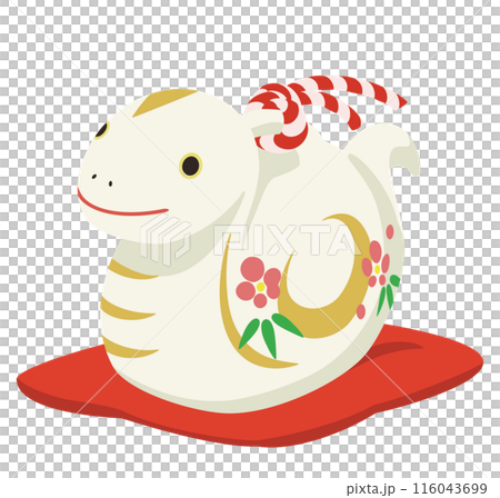 かわいいヘビの土鈴のイラスト、巳年の年賀状素材 かわいいヘビの土鈴のイラスト、巳年の年賀状素材 116043699