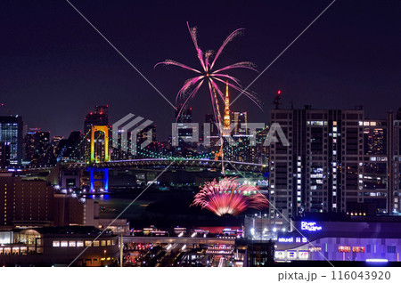 テレコムセンターから望むレインボー花火 116043920
