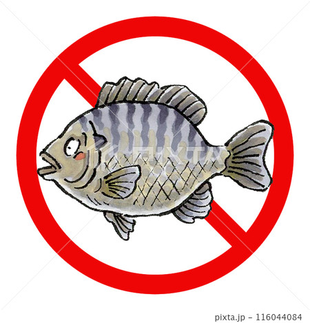 ブルーギル禁止マーク ブルーギル禁止マーク 116044084