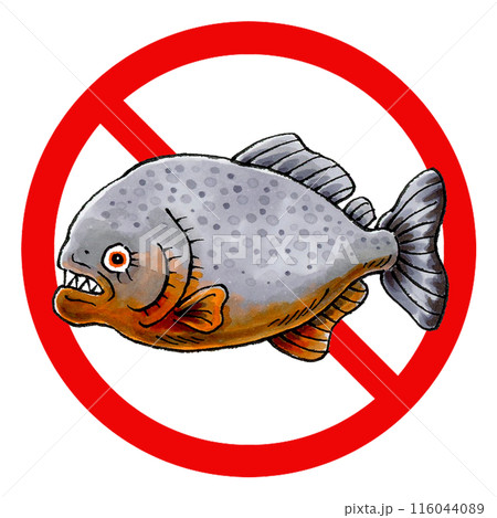 ピラニア禁止マーク ピラニア禁止マーク 116044089