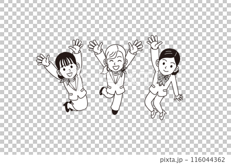 A woman with a scarf jumping 116044362