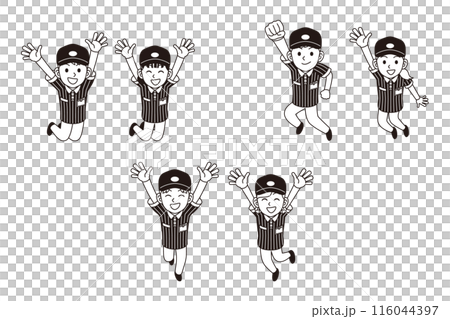 A transportation worker jumping A transportation worker jumping 116044397