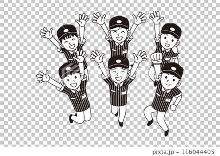 ジャンプしている運送業の人 116044405