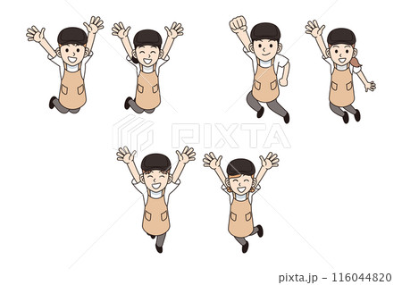 ジャンプしているカフェ店員 ジャンプしているカフェ店員 116044820