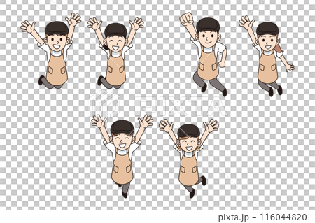 ジャンプしているカフェ店員 ジャンプしているカフェ店員 116044820