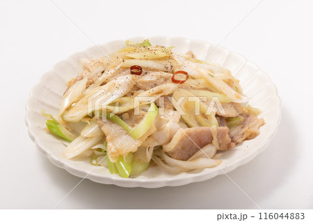 ねぎ塩豚バラ炒め 116044883