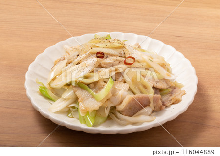 ねぎ塩豚バラ炒め 116044889