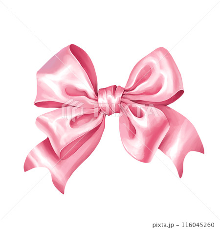Pink bow aesthetic ribbon, isolated on white background 116045260