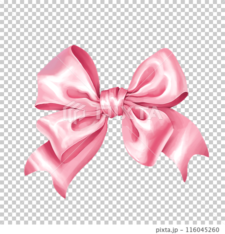 Pink bow aesthetic ribbon, isolated on white background 116045260