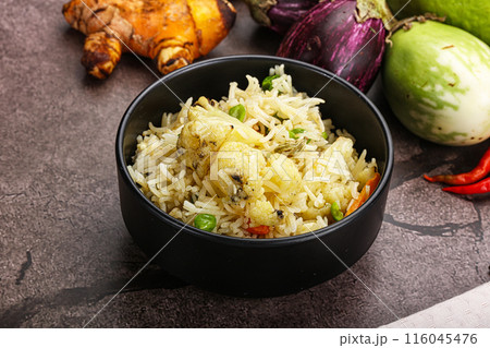 Indian vegetarian pilao basmati rice Indian vegetarian pilao basmati rice 116045476