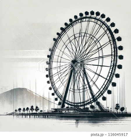観覧車　白黒 116045917
