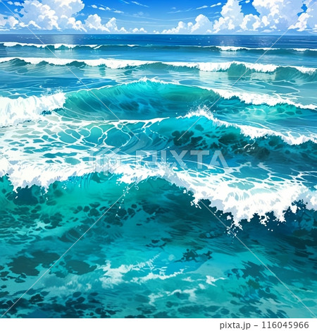 波が立っている真夏の海 116045966
