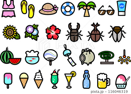 夏のアイコンセット(カラー) 夏のアイコンセット(カラー) 116046319