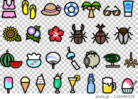 夏天圖示集（顏色） 116046319