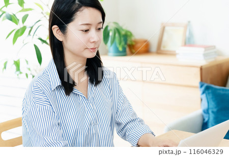 パソコン操作をする若い女性 116046329
