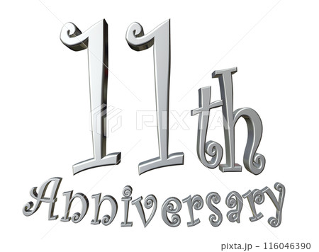 3DCG文字「11th Anniversary/11周年」シルバー,銀 116046390