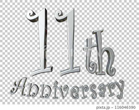 3DCG文字「11th Anniversary/11周年」シルバー,銀 116046390
