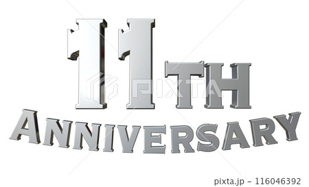 3DCG文字「11th Anniversary/11周年」シルバー,銀 116046392