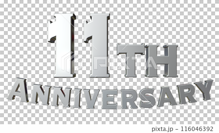 3DCG文字「11th Anniversary/11周年」シルバー,銀 116046392