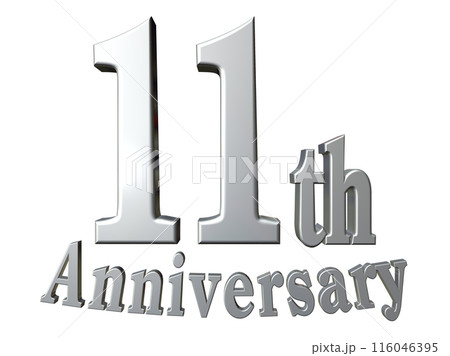 3DCG文字「11th Anniversary/11周年」シルバー,銀 116046395
