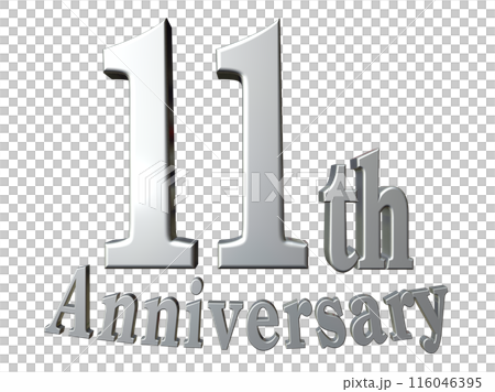 3DCG文字「11th Anniversary/11周年」シルバー,銀 116046395