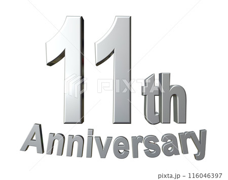 3DCG文字「11th Anniversary/11周年」シルバー,銀 116046397