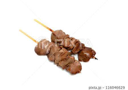 焼き鳥、レバー串【白背景・切り抜き】 116046629