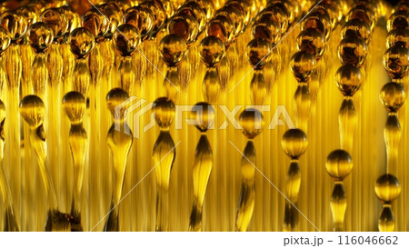 Abstract Splatter of Oil Golden Bubbles. 116046662