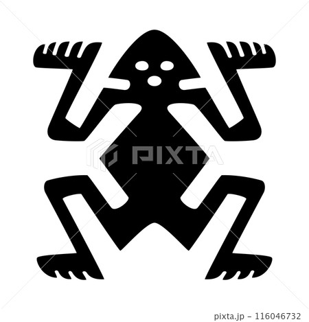 Frog and ghost motif of a pre-Columbian clay stamp, found in Costa Rica. Figure-ground reversal and optical illusion, after a ceramic stamp from 7th century, to imprint paper, textiles, and the body. Frog and ghost motif of a pre-Columbian clay stamp, found in Costa Rica. Figure-ground reversal and optical illusion, after a ceramic stamp from 7th century, to imprint paper, textiles, and the body. 116046732