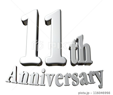3DCG文字「11th Anniversary/11周年」シルバー,銀 116046998