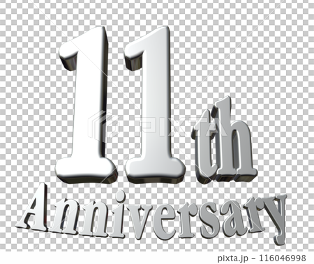 3DCG文字「11th Anniversary/11周年」シルバー,銀 116046998