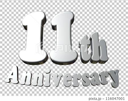 3DCG文字「11th Anniversary/11周年」シルバー,銀 116047001