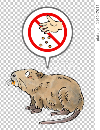 ヌートリアに餌やり禁止マーク 116047055